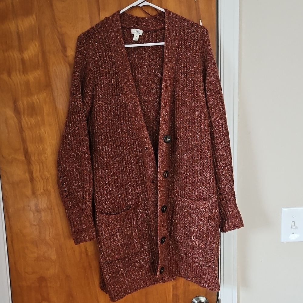 a.n.a Rust Knit Long Cardigan